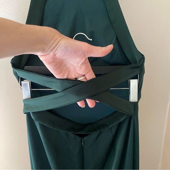 NBD Everett gown dress green maxi strappy backless Revolve NWT XL - Picture 10 of 11